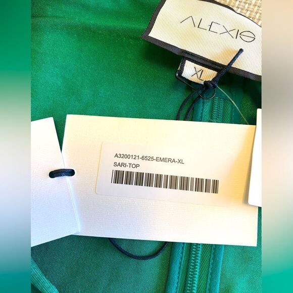 NWT Alexis designer emerald green long sleeve rouched crop top size XL as is - Picture 6 of 11